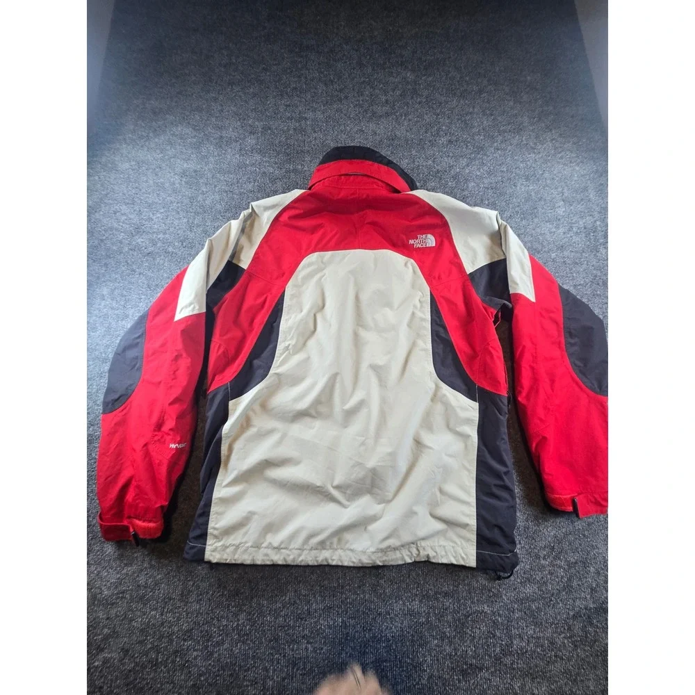 The North Face HyVent Jacket Mens Medium Cream Red Black Colorblock Ski Shell